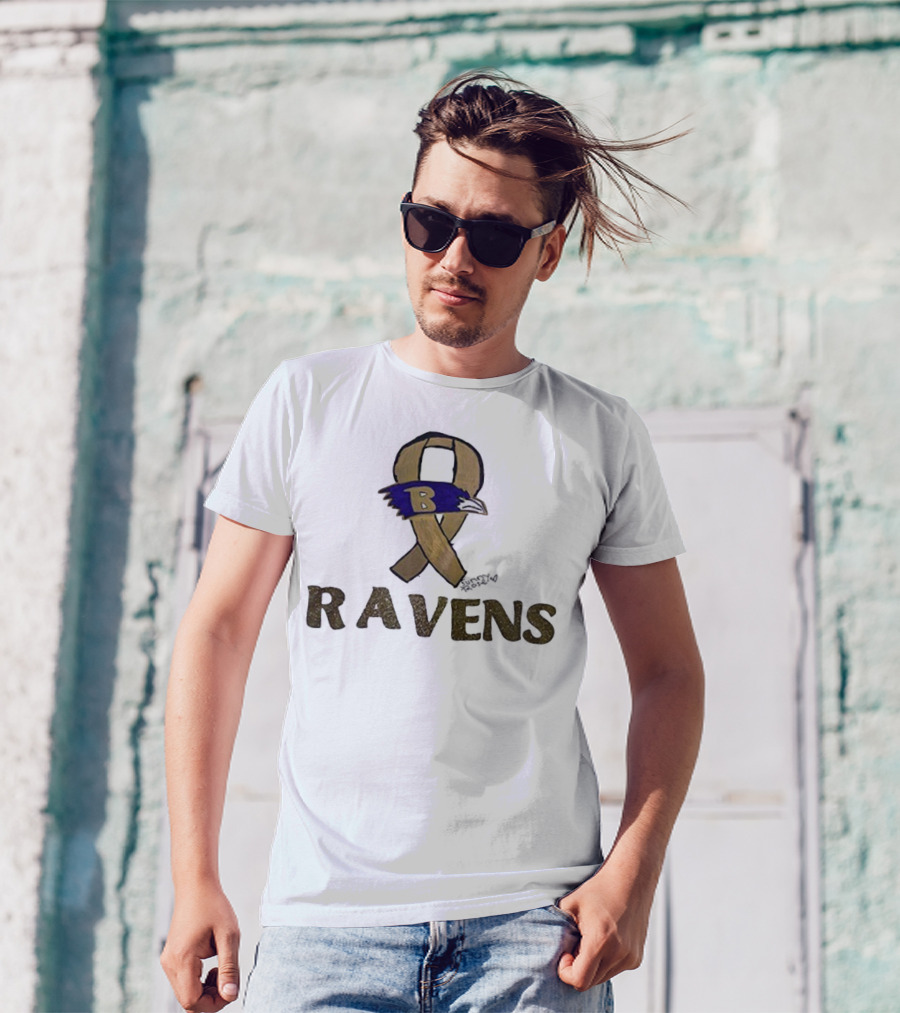 Baltimore Ravens Crucial Catch Breast Cancer Awareness 2025 Ravens Ribbon Logo T-Shirt