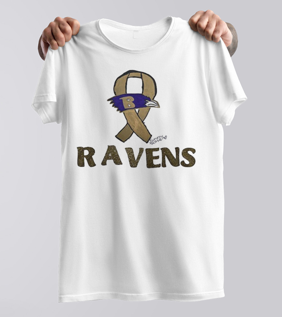 Baltimore Ravens Crucial Catch Breast Cancer Awareness 2025 Ravens Ribbon Logo T-Shirt