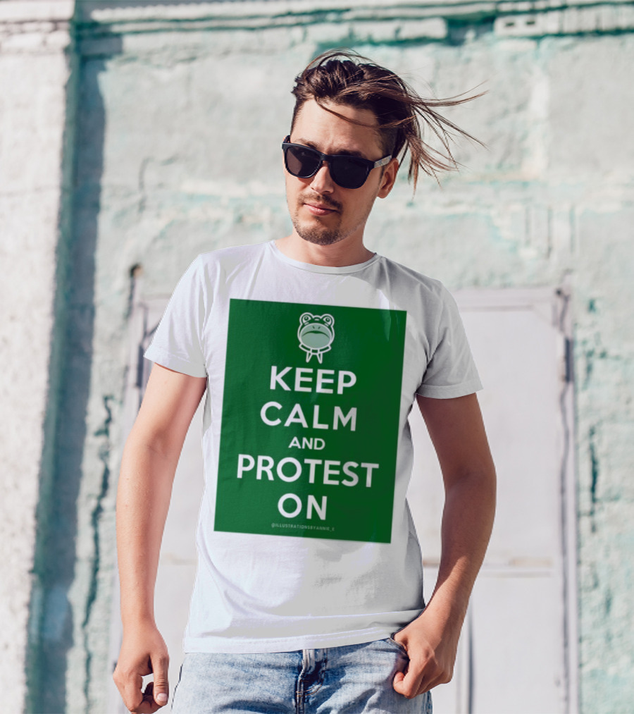 Keep Calm And Protest On With Frog Icon T-Shirt