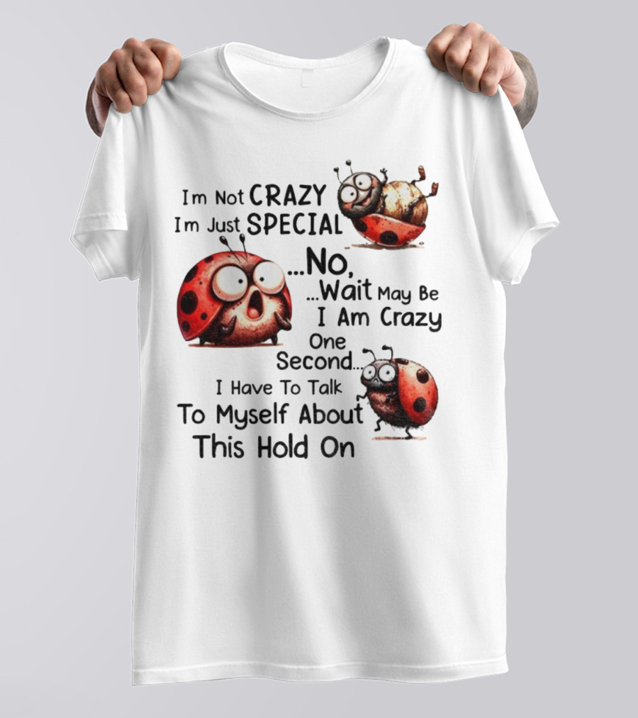 I'm Not Crazy I'm Just Special No Wait May Be I Am Crazy One Second I Have To Talk To Myself About This Hold On Ladybug T-Shirt