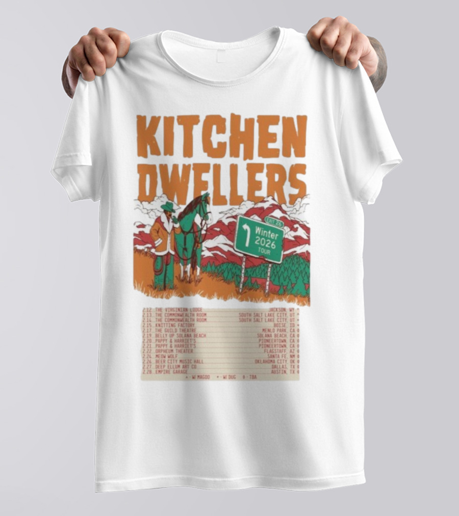 Kitchen Dwellers Winter Tour 2026 Exit 26 Music Venues And Dates T-Shirt
