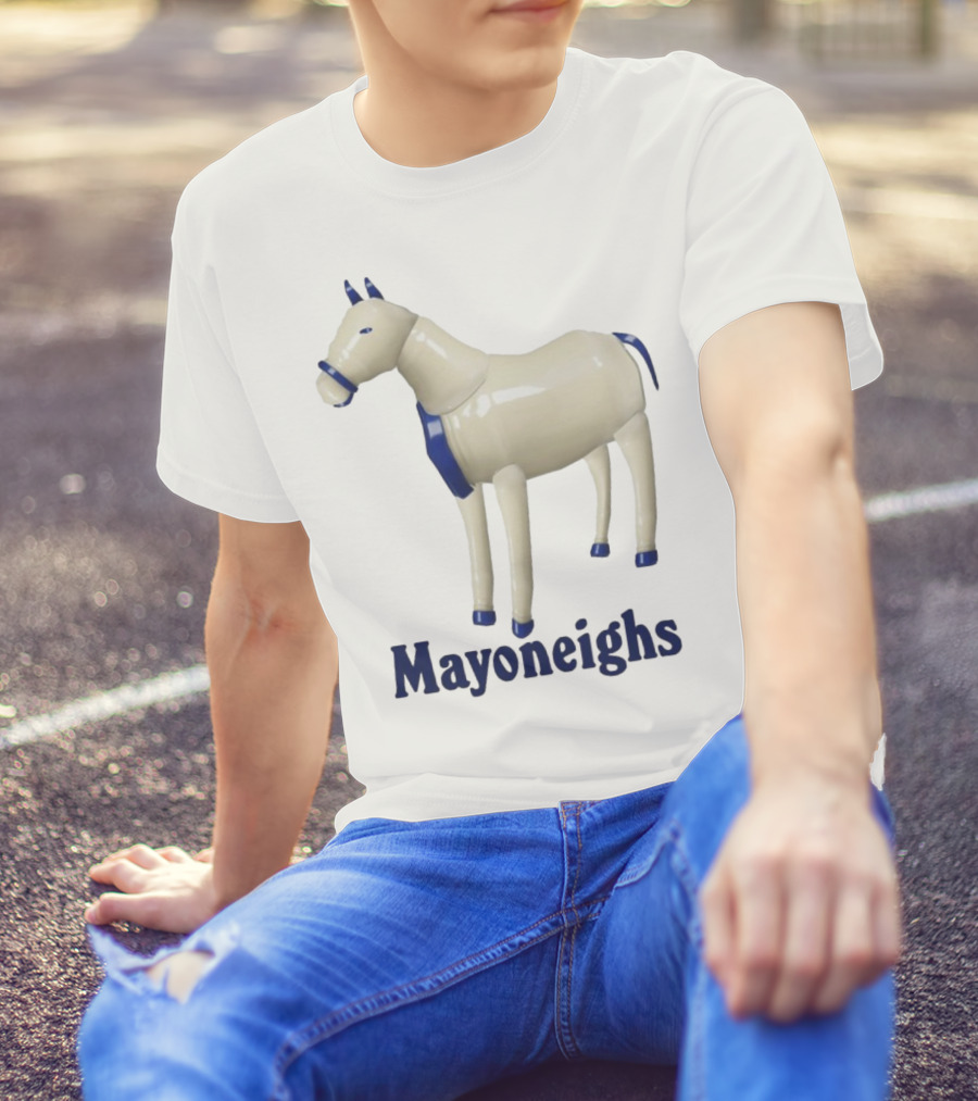 Mayoneighs Horse Creamy Figurine Blue Accents T-Shirt