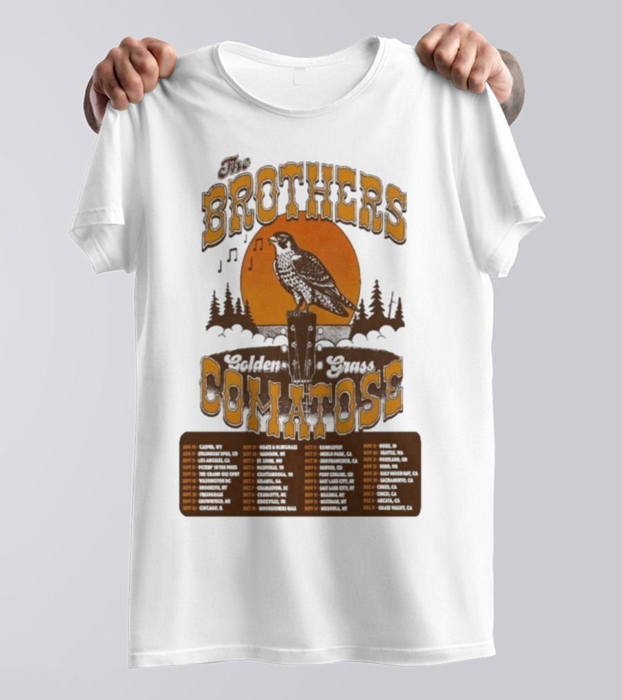 The Brothers Comatose Golden Grass 2025 Tour Dates Casper Wyoming To Grass Valley California T-Shirt