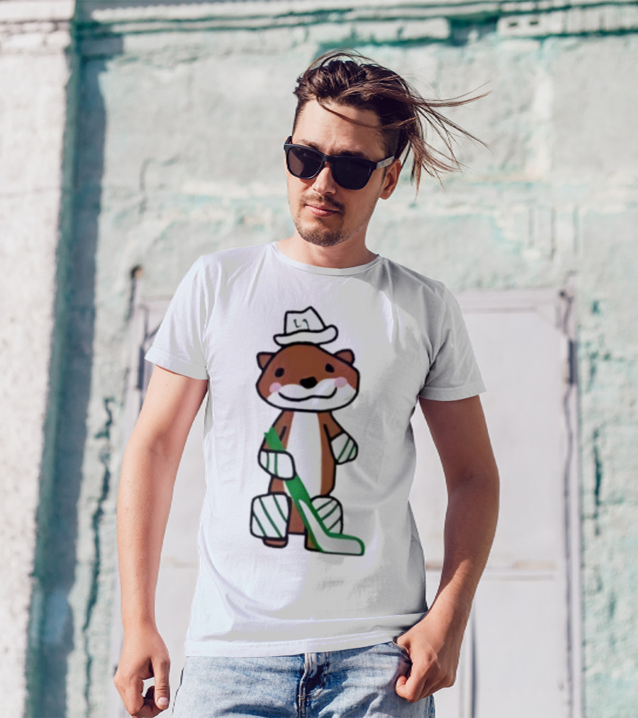 Thomas Harley Otter Hockey Player With Hat And Stick T-Shirt