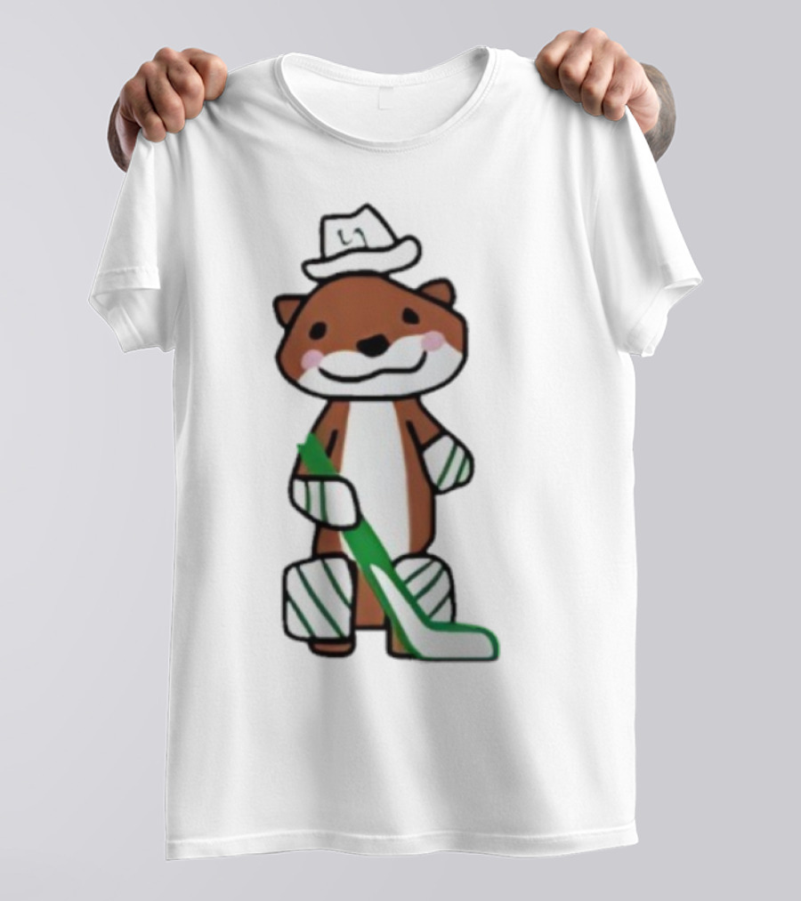 Thomas Harley Otter Hockey Player With Hat And Stick T-Shirt