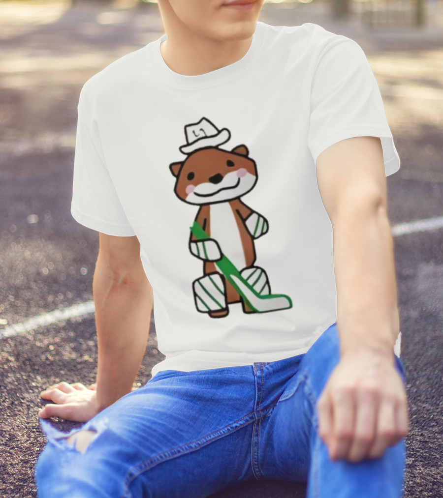 Thomas Harley Otter Hockey Player With Hat And Stick T-Shirt