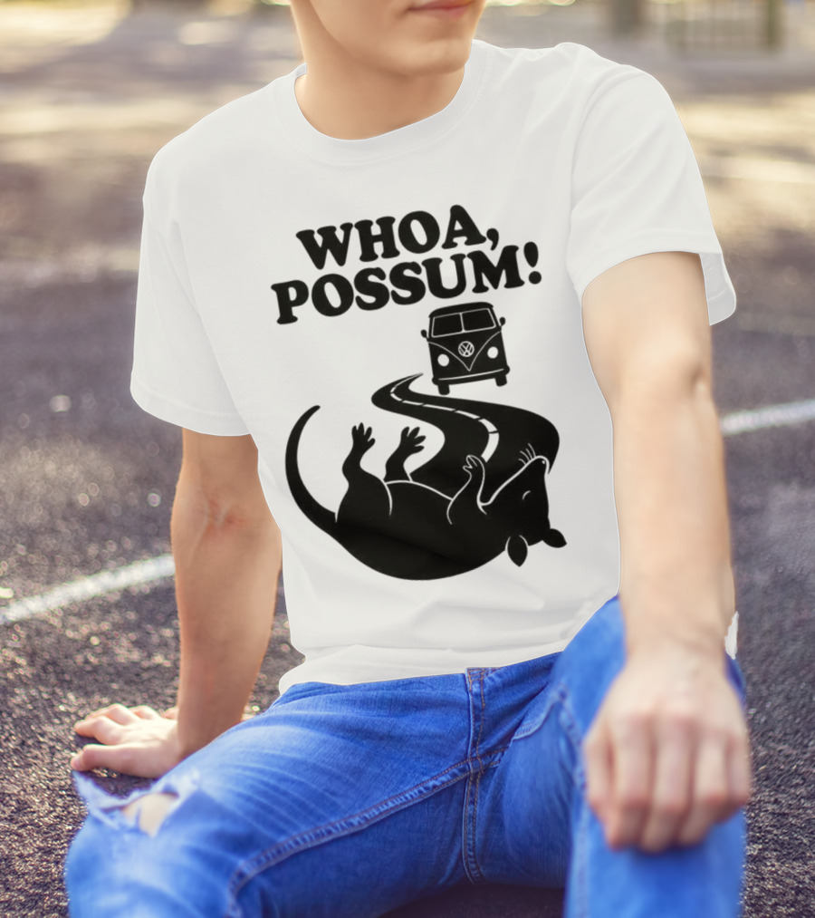 Whoa Possum Vintage Van Opossum Road Trip T-Shirt