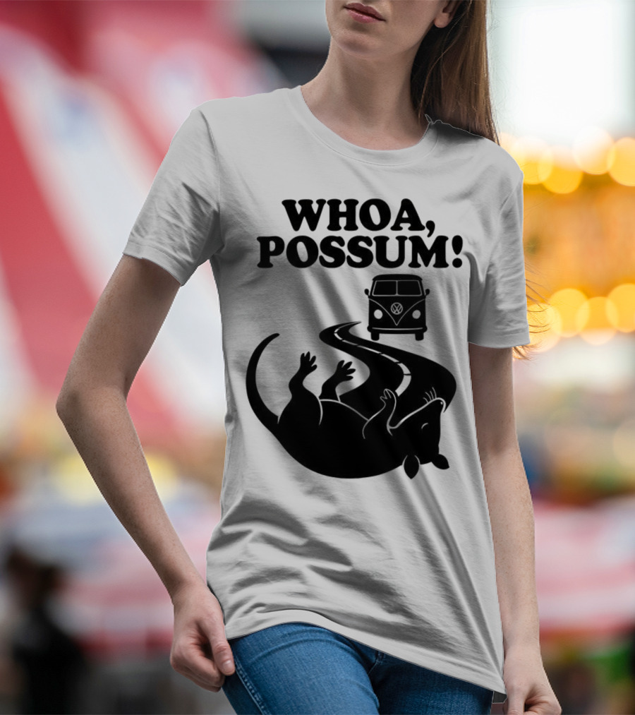 Whoa Possum Vintage Van Opossum Road Trip T-Shirt