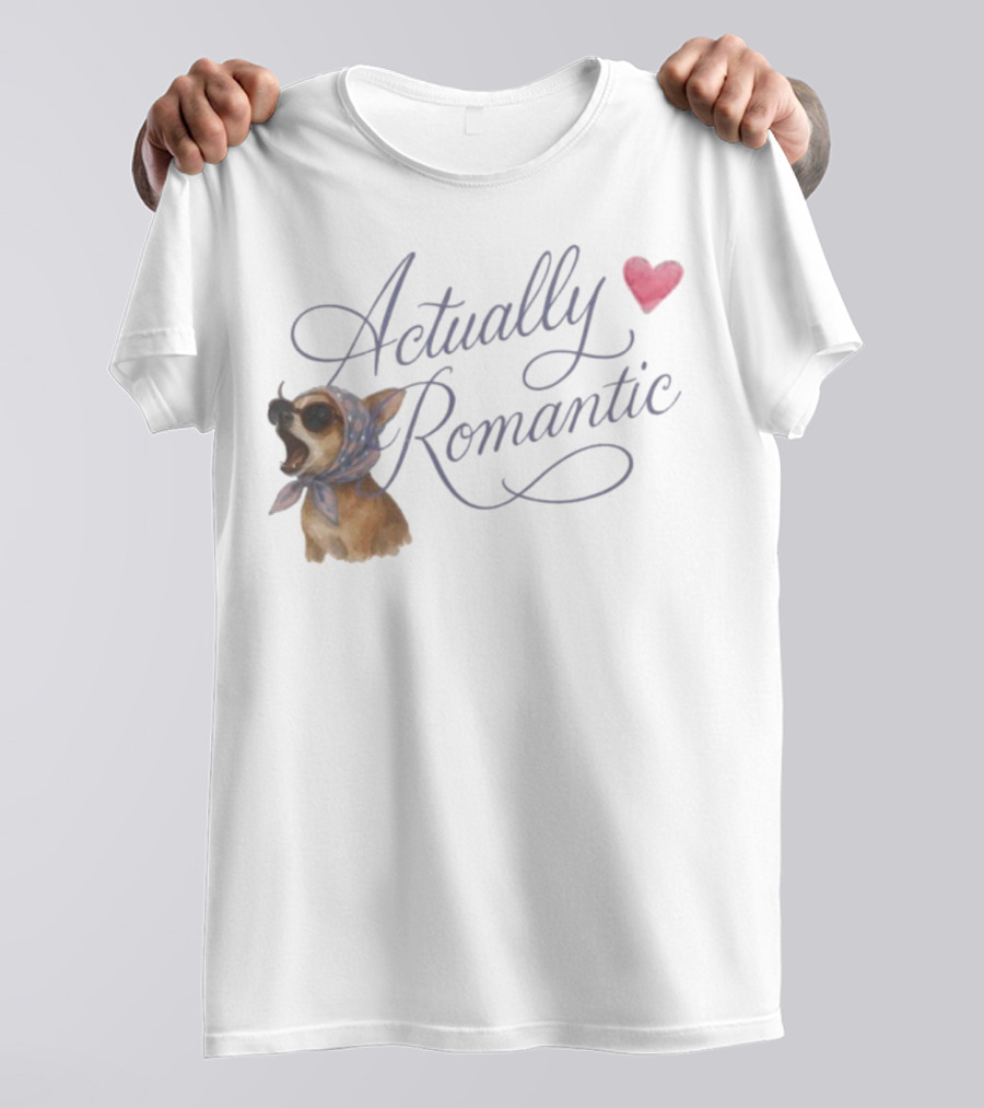 Actually Romantic Dog Sunglasses Heart Scarf T-Shirt