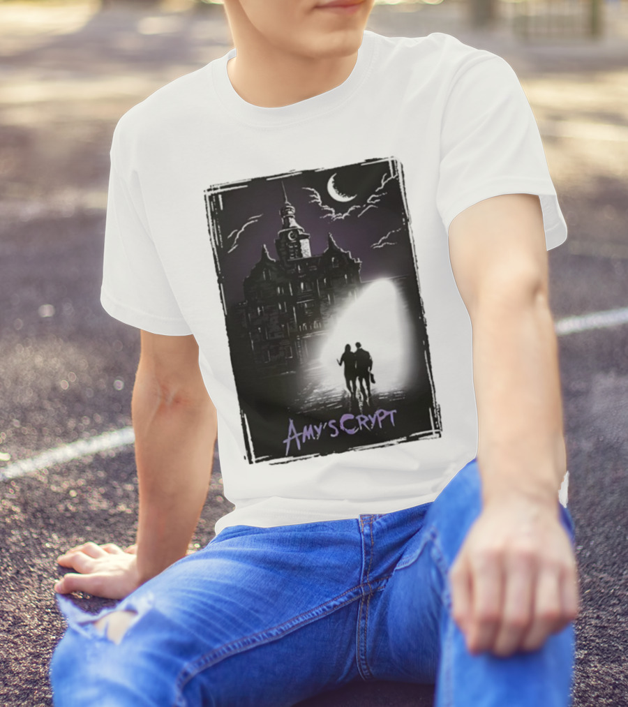 Amy's Crypt Haunted Mansion Moonlit Silhouette Halloween 2025 T-Shirt