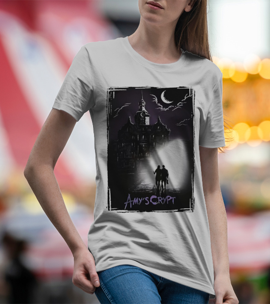 Amy's Crypt Haunted Mansion Moonlit Silhouette Halloween 2025 T-Shirt