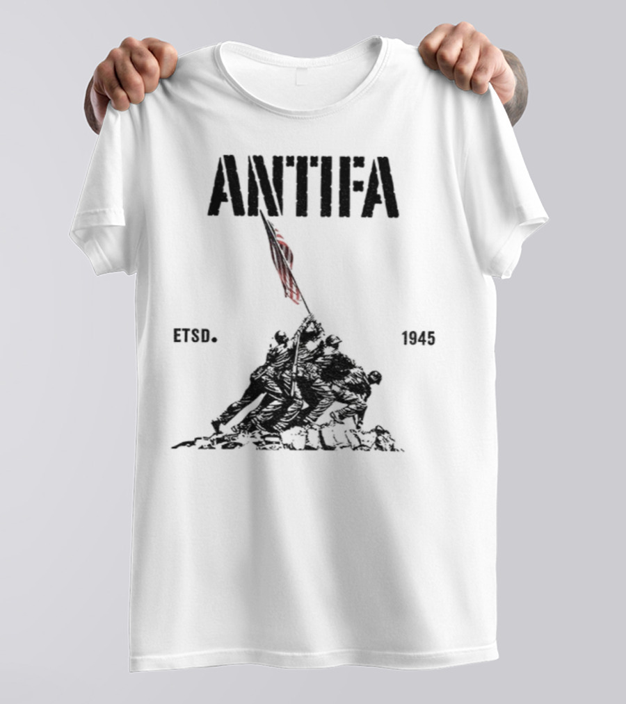 Antifa Estd 1945 Pro Democracy Liberal Protest Red Flag Symbolism T-Shirt