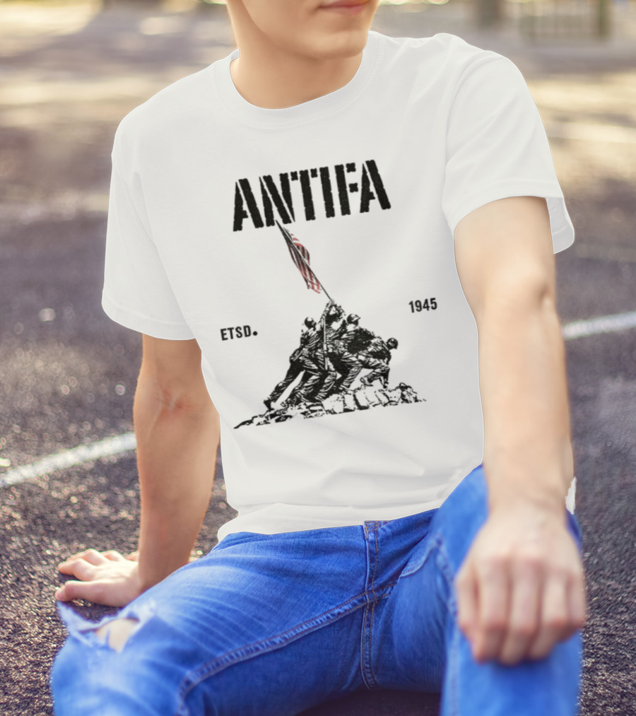Antifa Estd 1945 Pro Democracy Liberal Protest Red Flag Symbolism T-Shirt