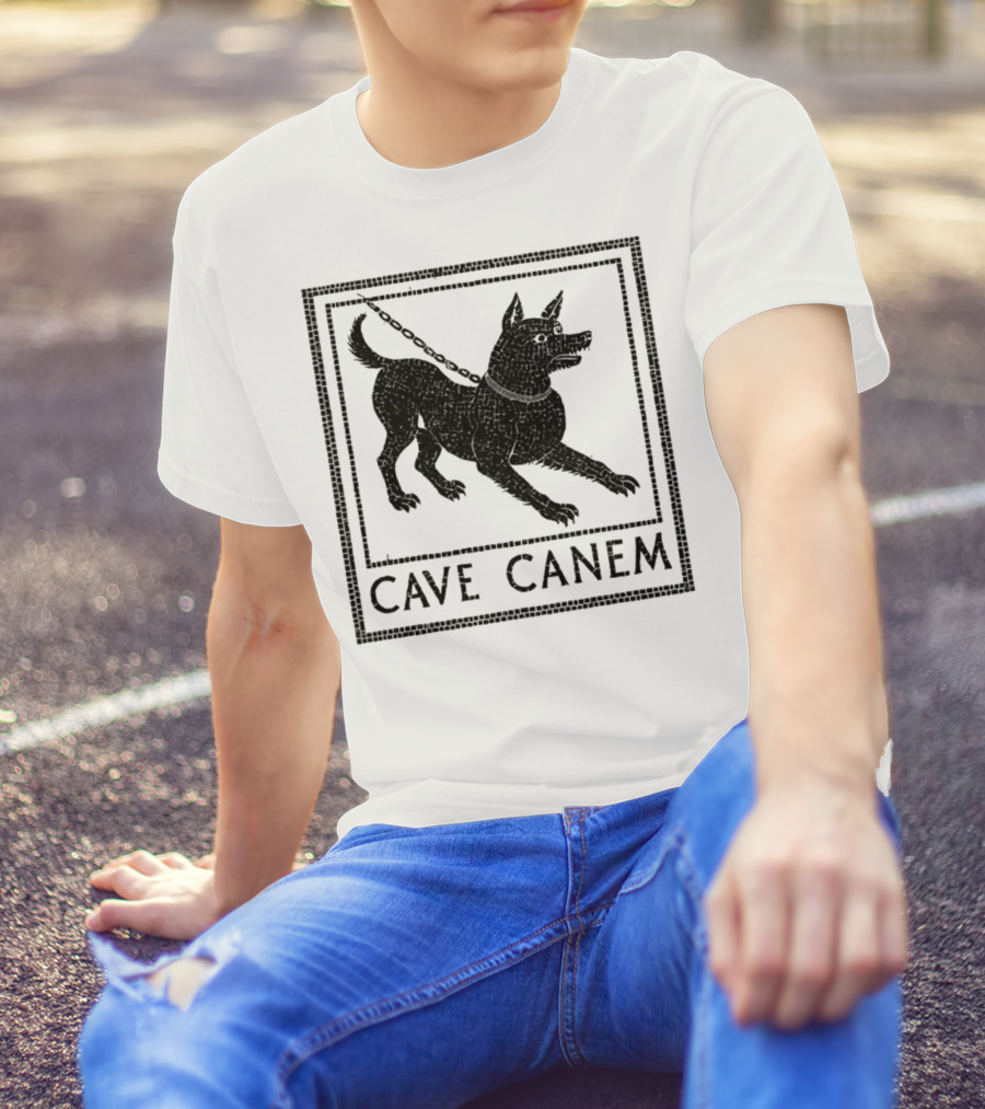 Cave Canem Ancient Pompeii Beware Of Dog Mosaic T-Shirt