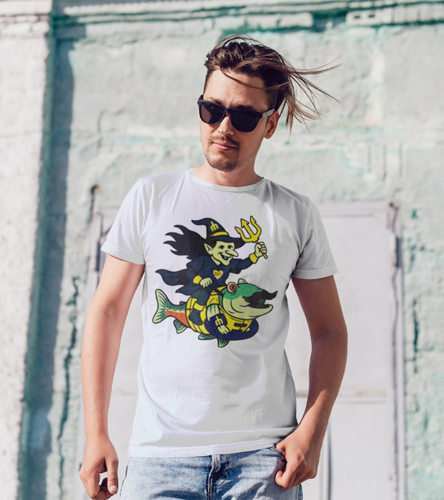 Etsy Witch Riding Mustache Trident Humpy Salmon Seattle Mariners 2025 T-Shirt