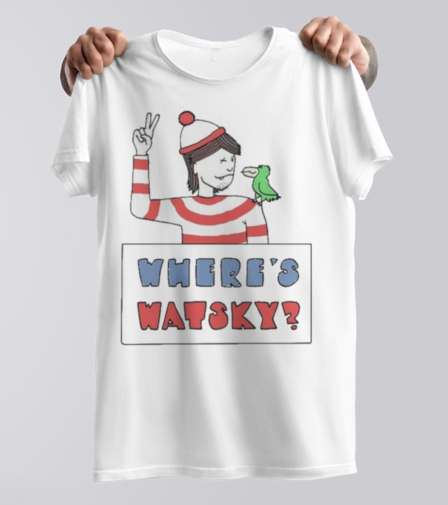 Where's Watsky Striped Outfit Peace Sign Cartoon Bird T-Shirt