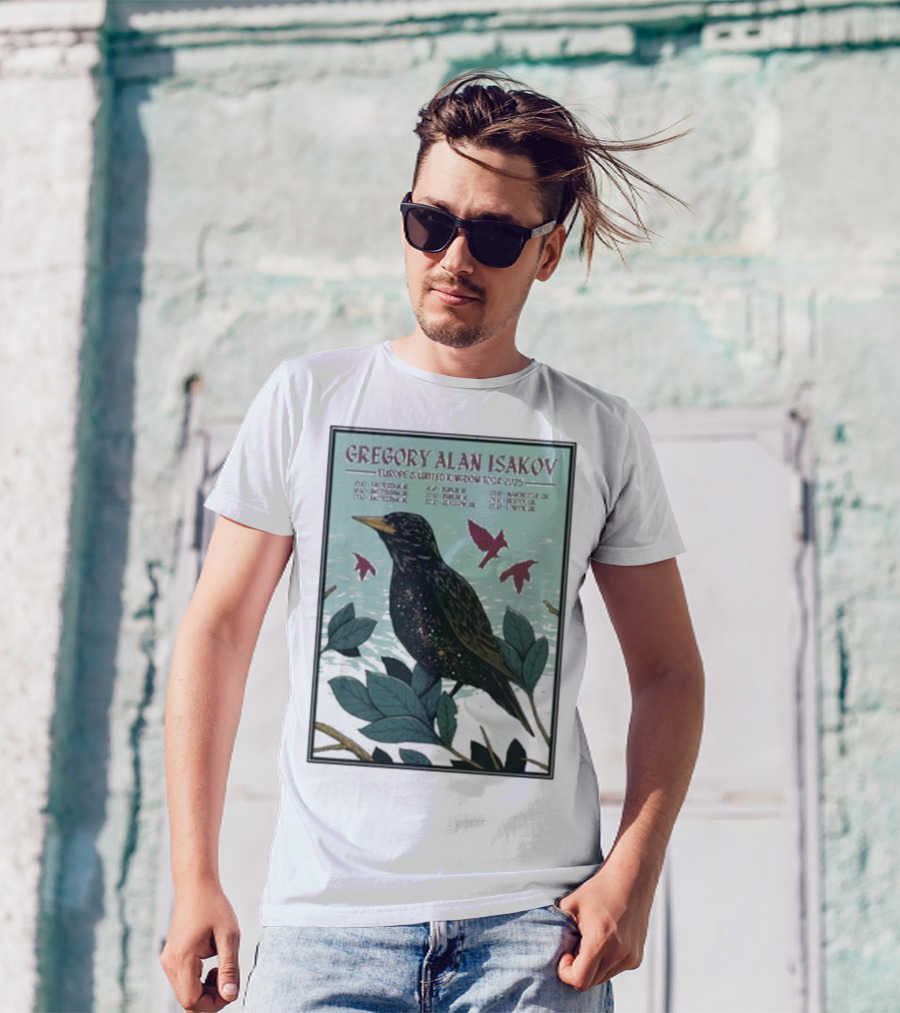 Gregory Alan Isakov Europe & United Kingdom Tour 2025 Black Bird Artwork T-Shirt