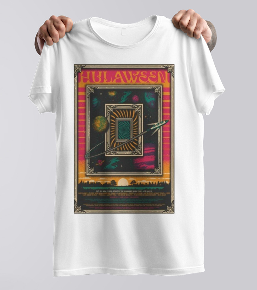 Hulaween 2025 Spirit Of The Suwannee Music Park Live Oak FL Astronaut Outer Space Journey T-Shirt