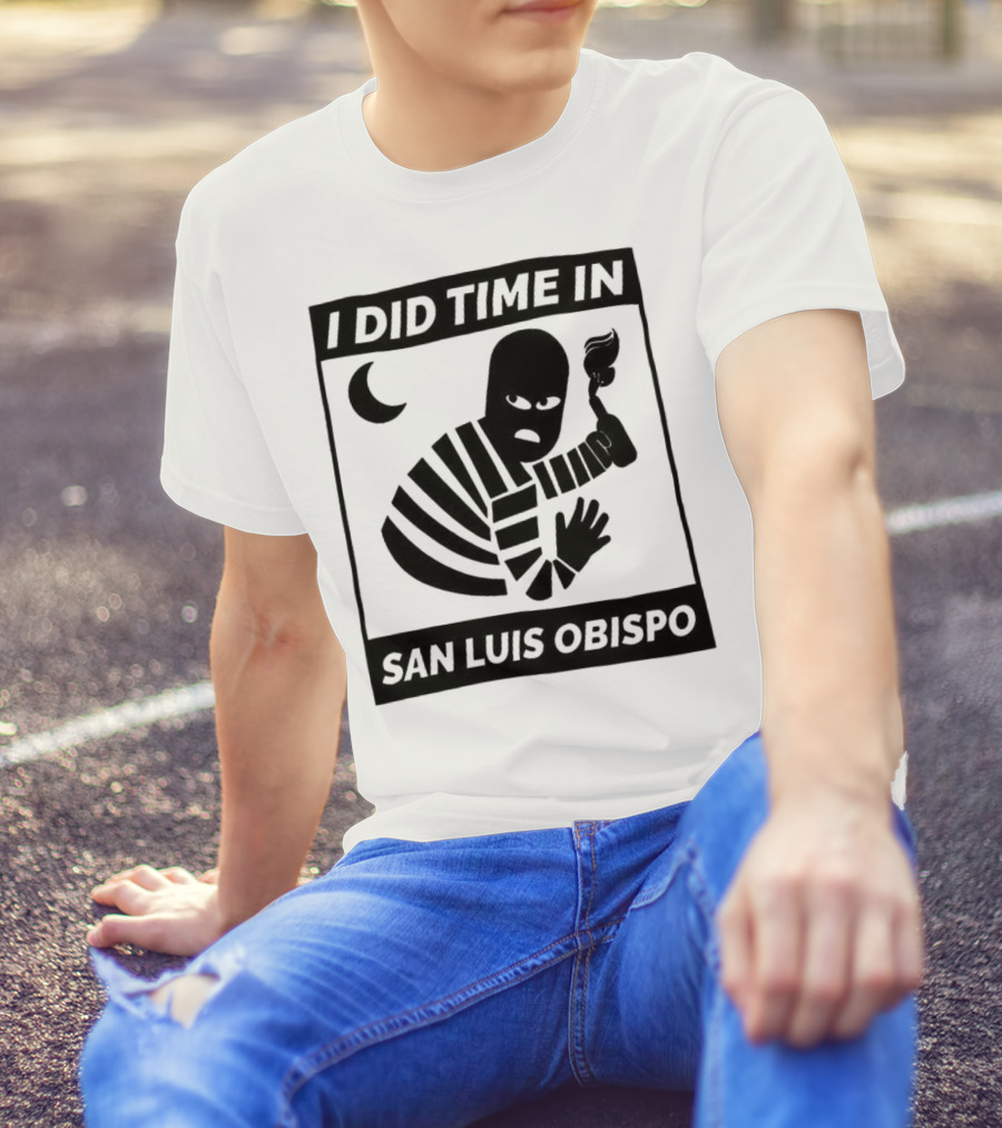 I Did Time In San Luis Obispo Retro Prison Bars Crescent Moon T-Shirt