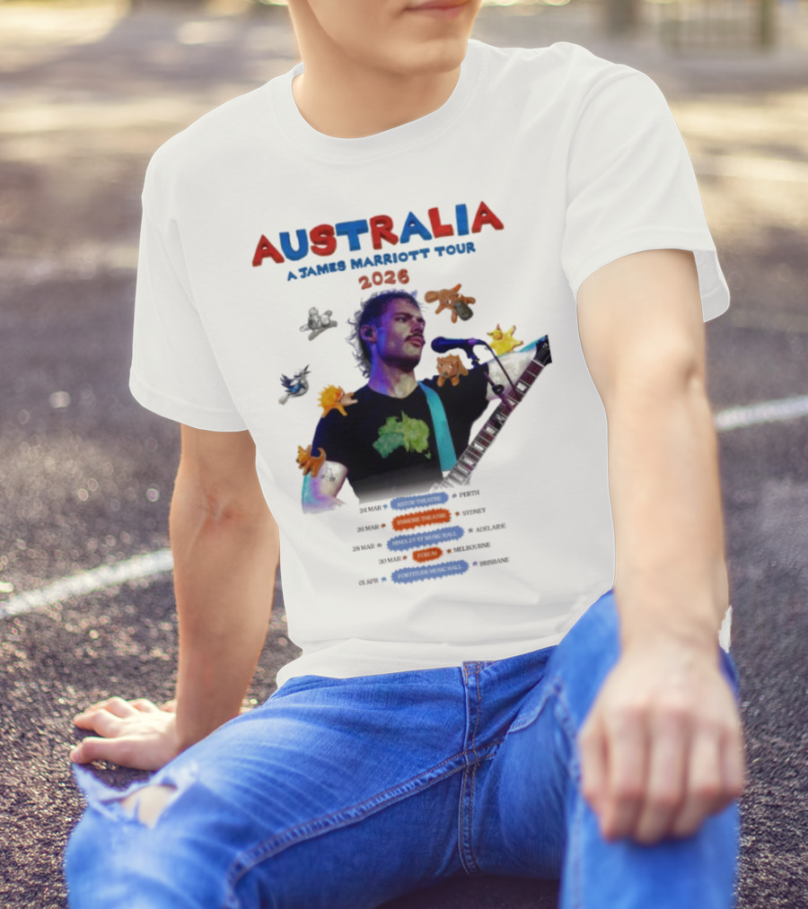 James Marriott Australia Tour 2026 Colorful Dates And Animals T-Shirt