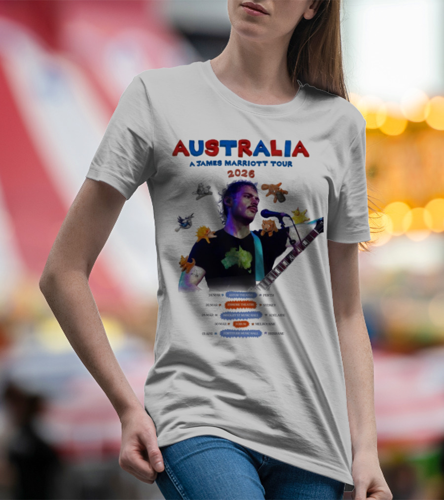 James Marriott Australia Tour 2026 Colorful Dates And Animals T-Shirt