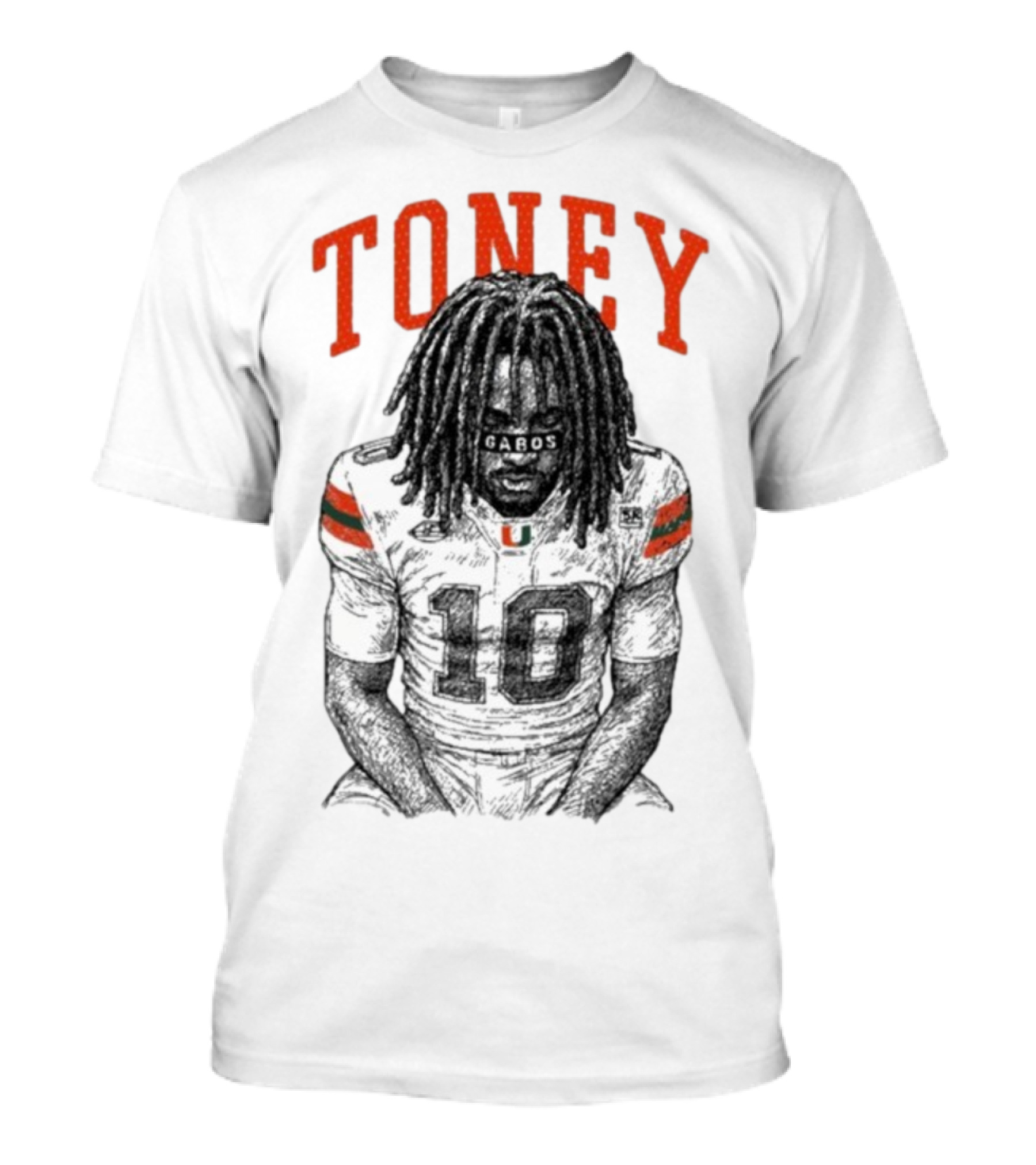 Toney Gabos Miami Hurricanes Number 10 Football Art T-Shirt