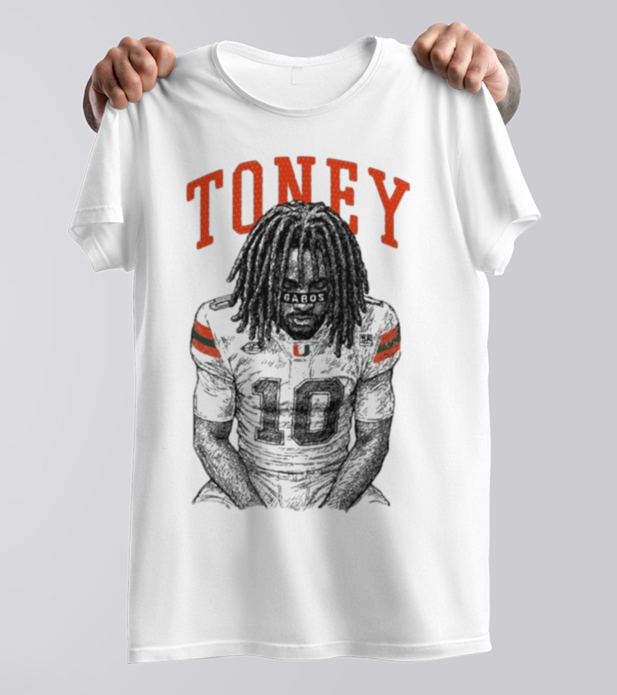 Toney Gabos Miami Hurricanes Number 10 Football Art T-Shirt