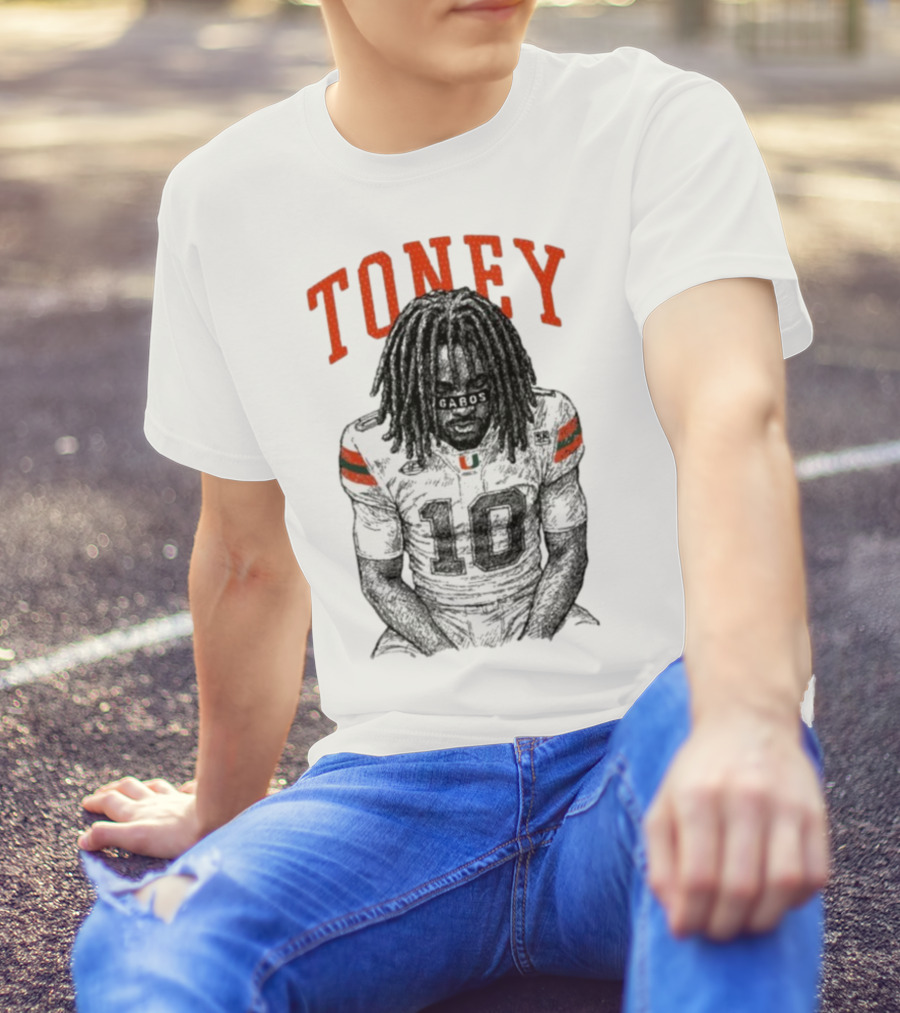 Toney Gabos Miami Hurricanes Number 10 Football Art T-Shirt