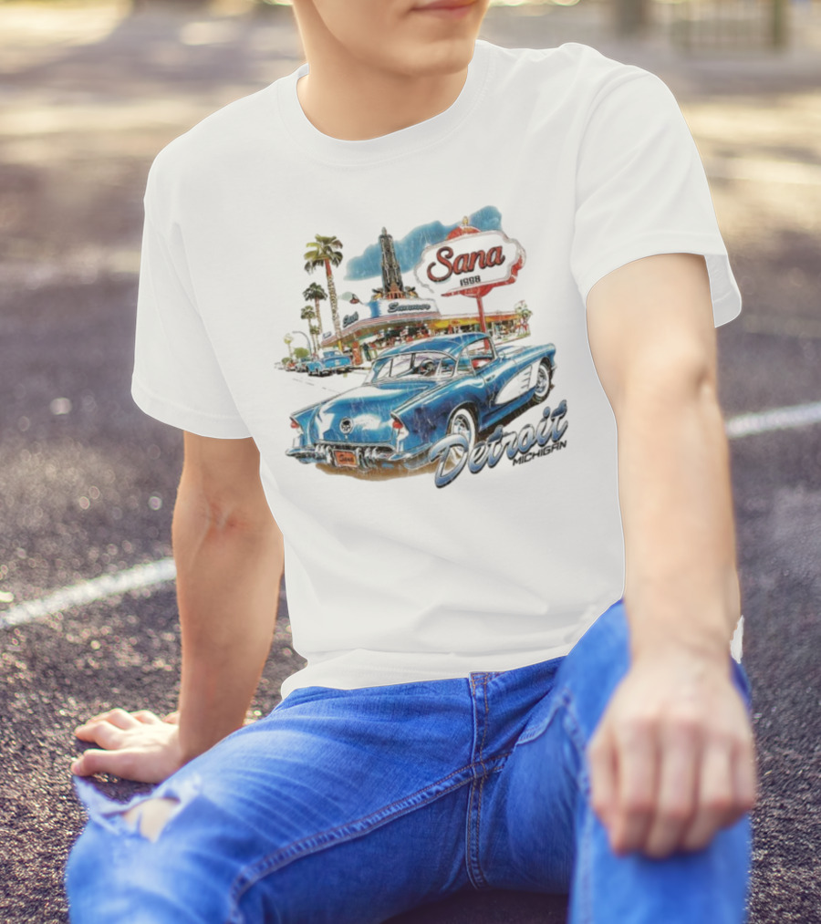 Sana Detroit Michigan 1950s Classic Cruiser Retro Nostalgia T-Shirt