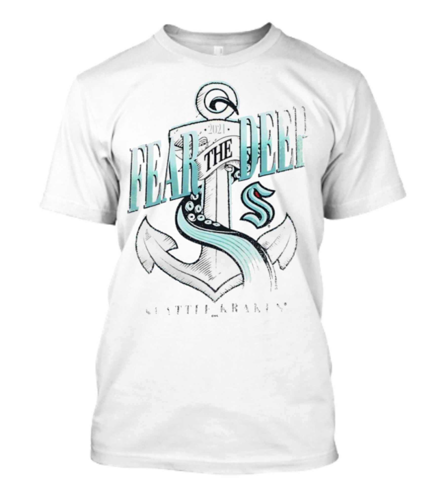 Fear The Deep Seattle Kraken Vintage Anchor 2021 T-Shirt