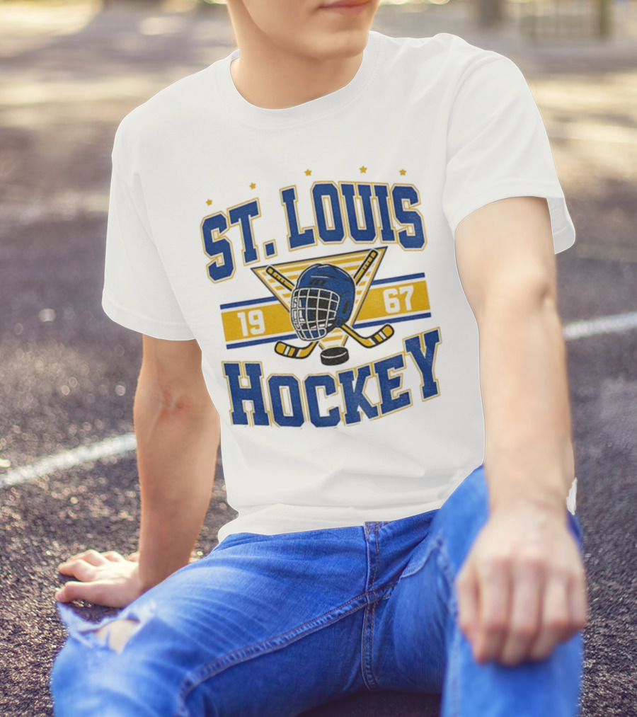 St. Louis Hockey Helmet Crossed Sticks 1967 T-Shirt