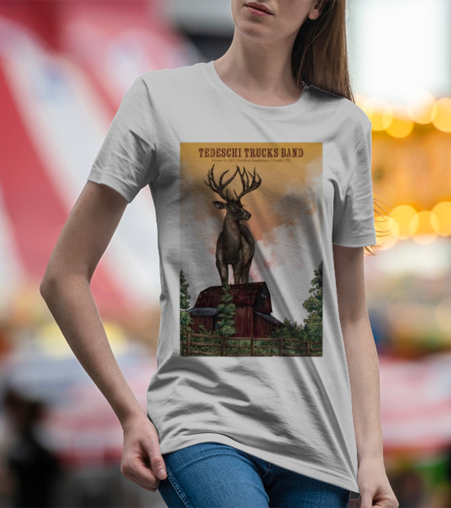 Tedeschi Trucks Band October 15 2025 FirstBank Amphitheater Franklin TN Deer On Barn T-Shirt