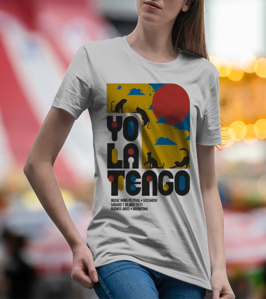 Yo La Tengo Cats And Sun Graphic 11.1.2025 Music Wins Festival Buenos Aires Argentina T-Shirt