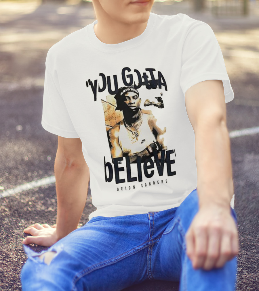 Deion Sanders You Gotta Believe Headband Athlete Image T-Shirt