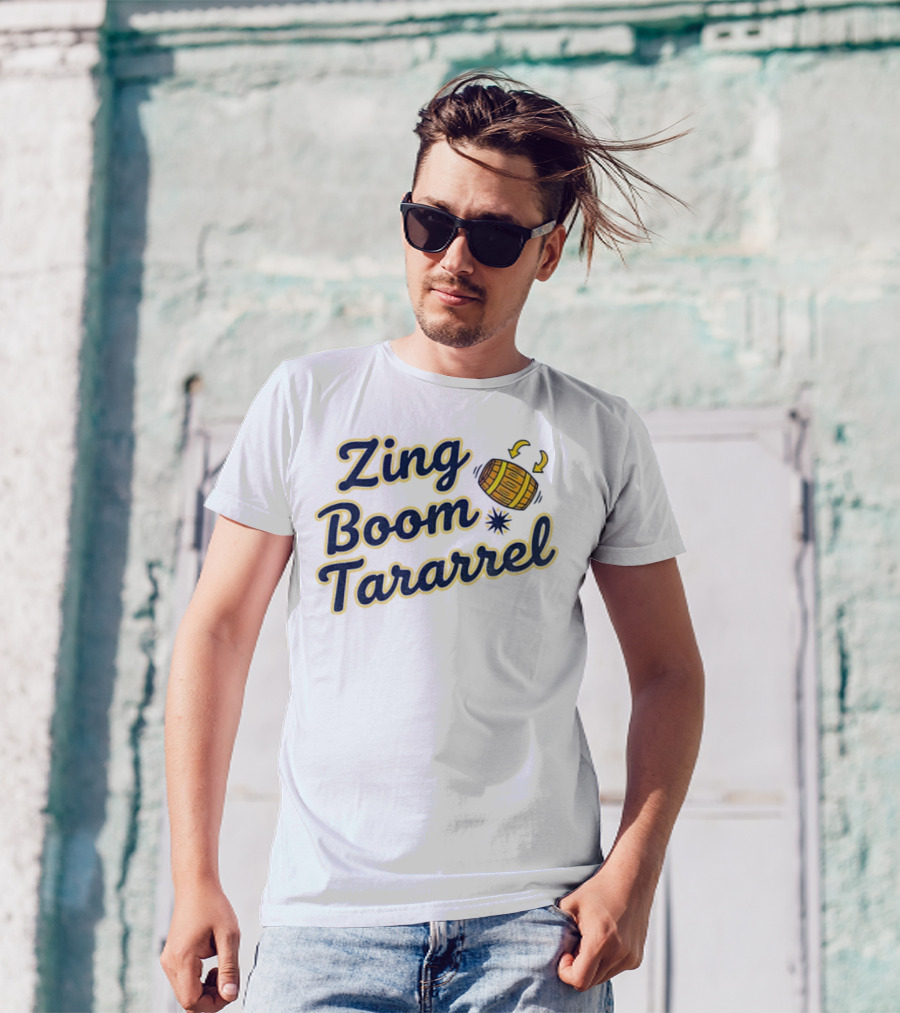 Zing Boom Tararrel Roll Out The Barrel Milwaukee Brewers MLB Barrel Graphic T-Shirt