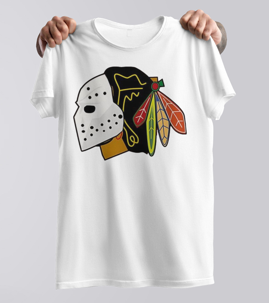 Chicago Blackhawks Hockey Mask Team Colors T-Shirt