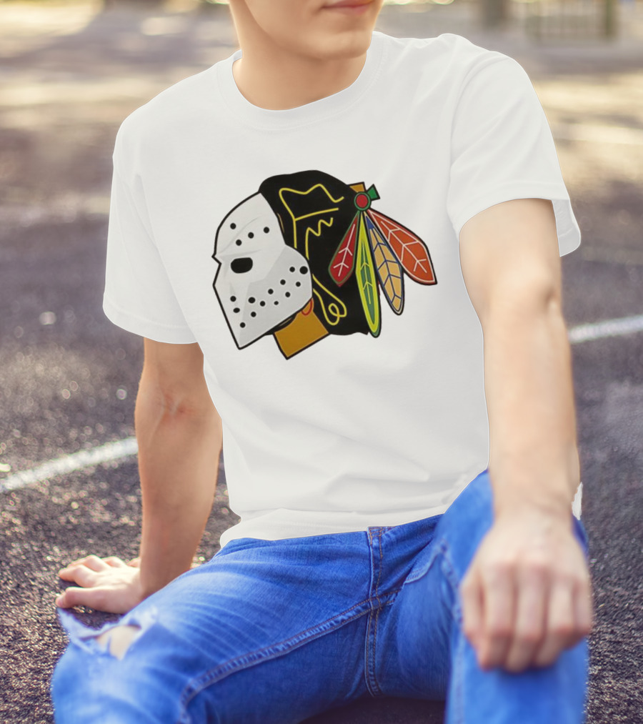 Chicago Blackhawks Hockey Mask Team Colors T-Shirt