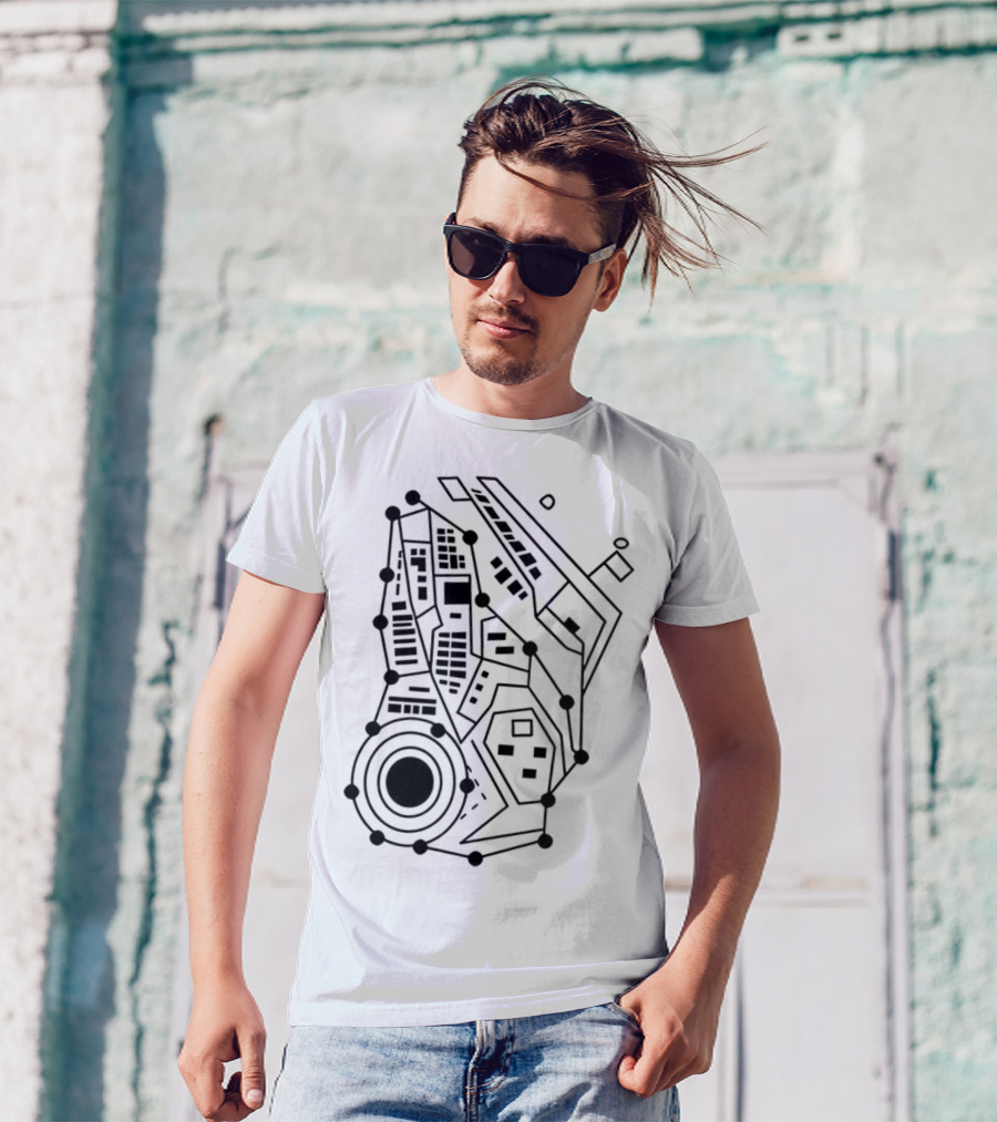 Circuit Board Pattern Tech-Inspired Circuitry T-Shirt