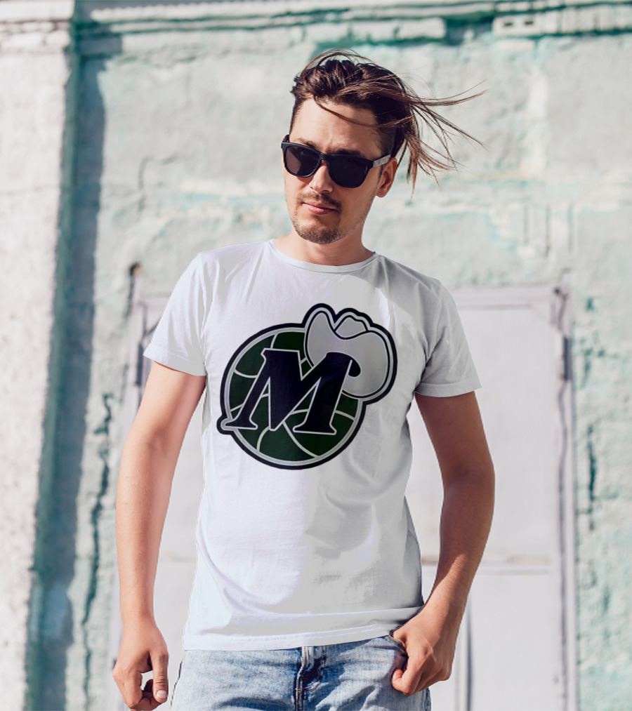 Dallas Mavericks M With Cowboy Hat And Basketball Icon T-Shirt
