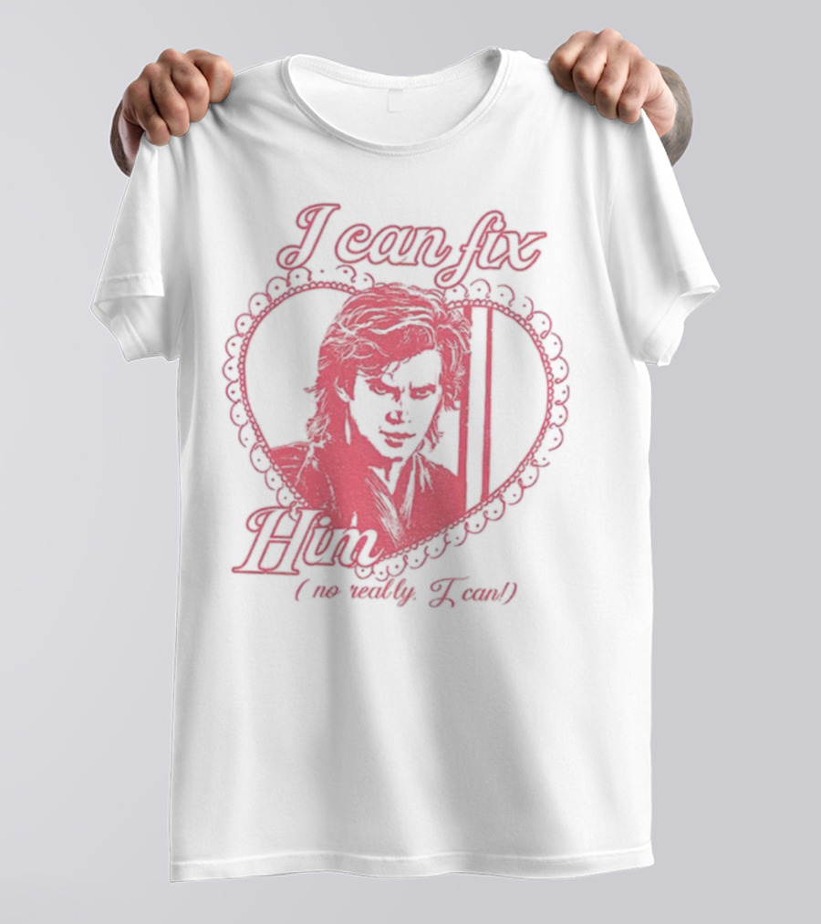 Coquette Anakin Skywalker I Can Fix Him Heart Design T-Shirt