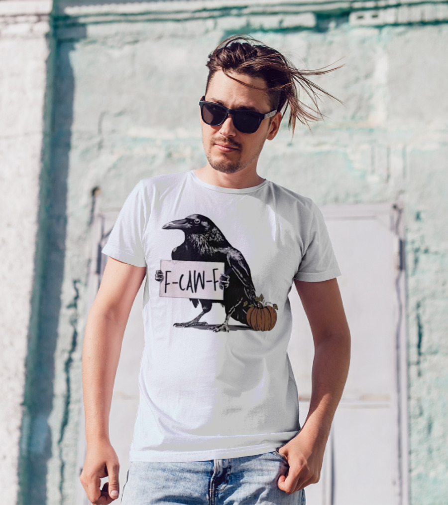 F Caw F Anti Fascism Crow Halloween Raven Pumpkin T-Shirt