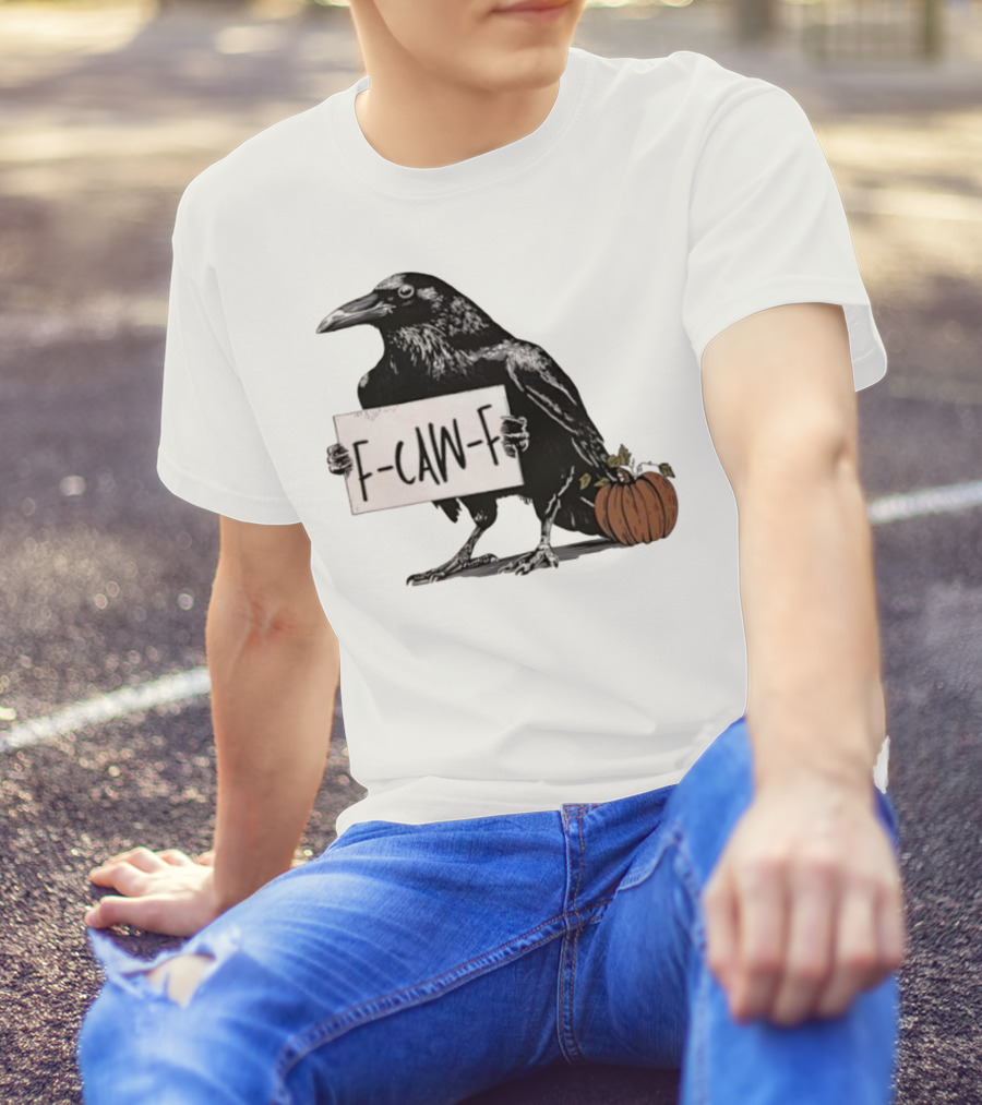 F Caw F Anti Fascism Crow Halloween Raven Pumpkin T-Shirt