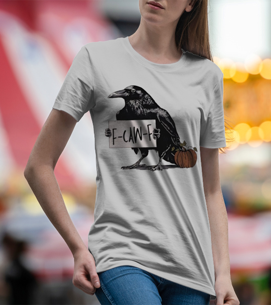 F Caw F Anti Fascism Crow Halloween Raven Pumpkin T-Shirt