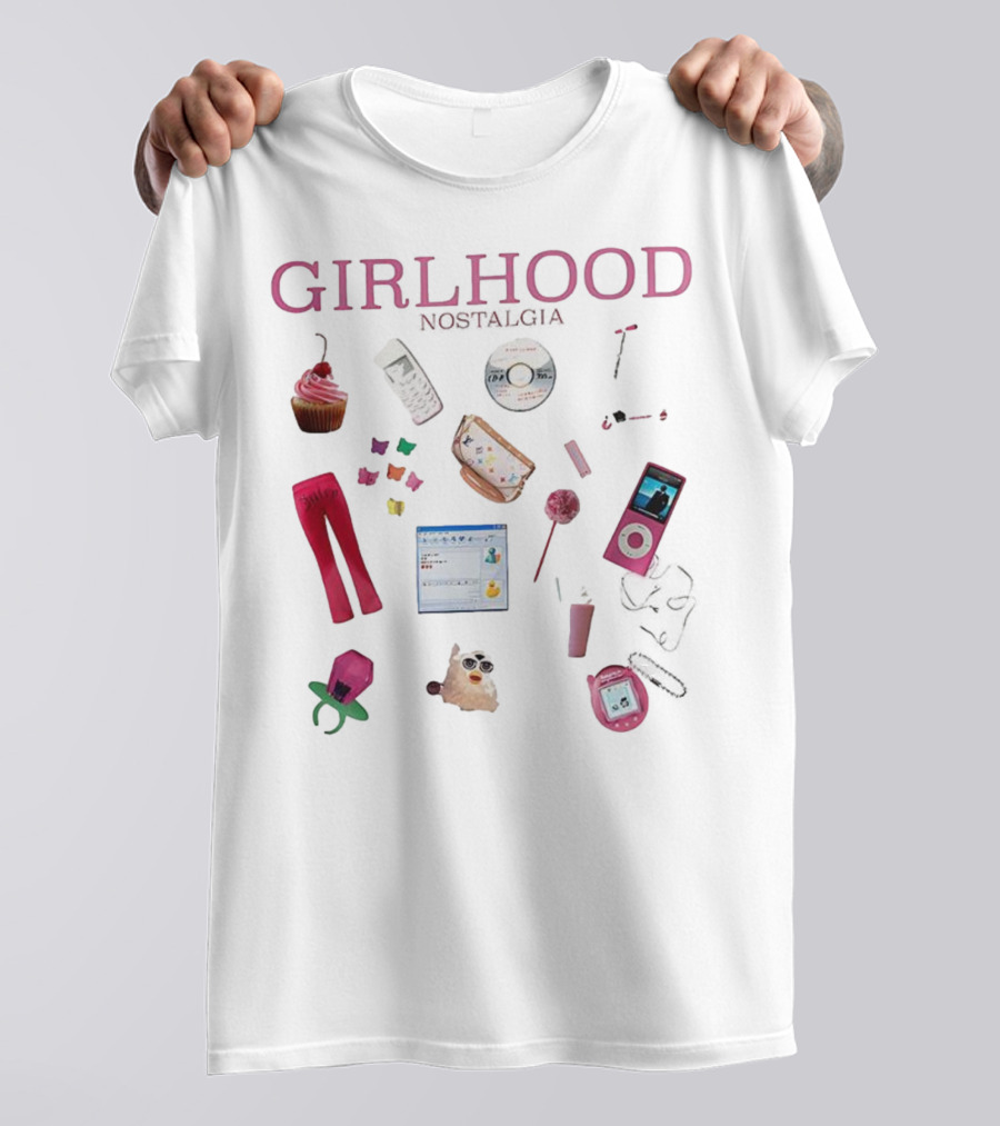 Girlhood Nostalgia 2000s Style Icons IPod Flip Phone Tamagotchi MSN Messenger Cupcake T-Shirt