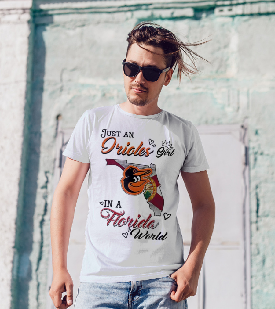 Baltimore Orioles Fan In Florida With State Flag And Mascot T-Shirt