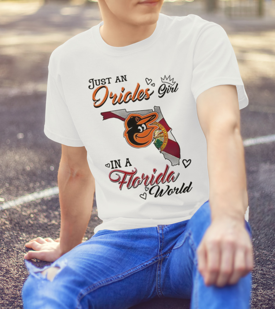 Baltimore Orioles Fan In Florida With State Flag And Mascot T-Shirt