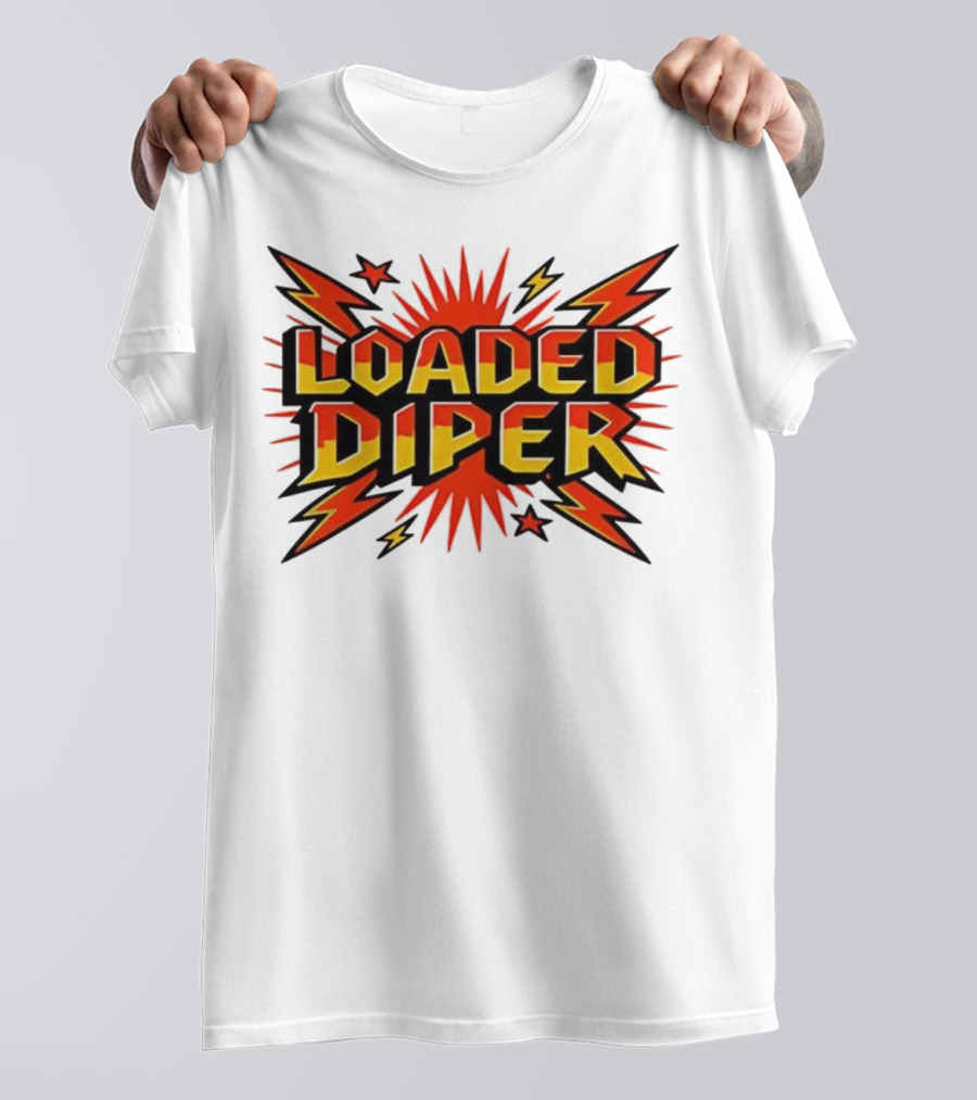 Loaded Diper Band Logo Comic Book Style Explosion Graphic T-Shirt
