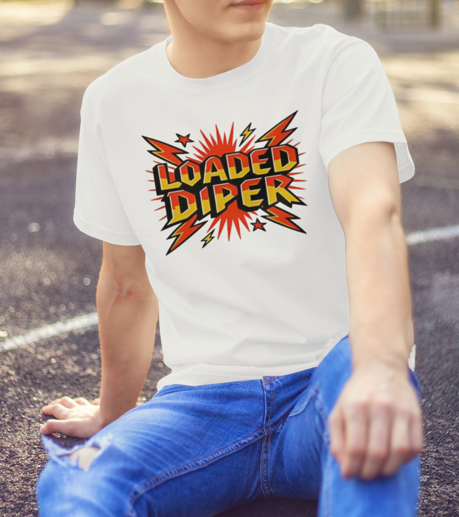 Loaded Diper Band Logo Comic Book Style Explosion Graphic T-Shirt