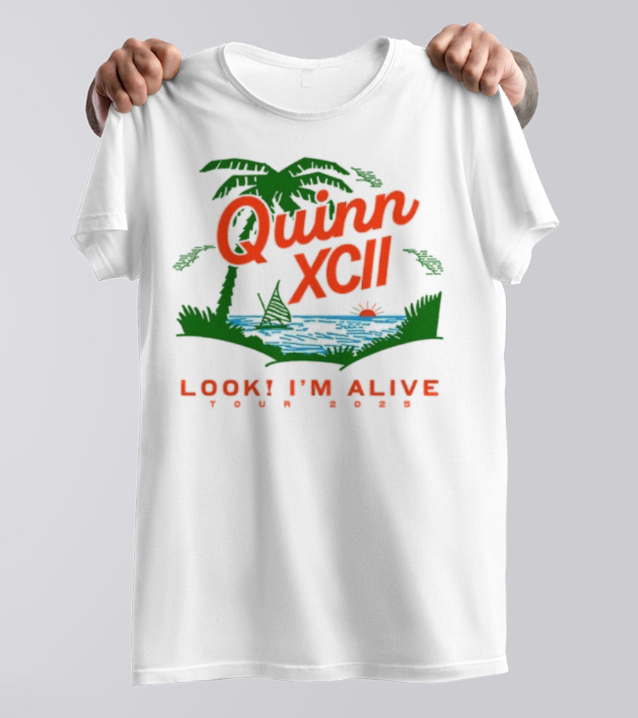 Quinn XCII Look! I’m Alive Tour 2025 Palm Trees Sunset Lake Scene T-Shirt