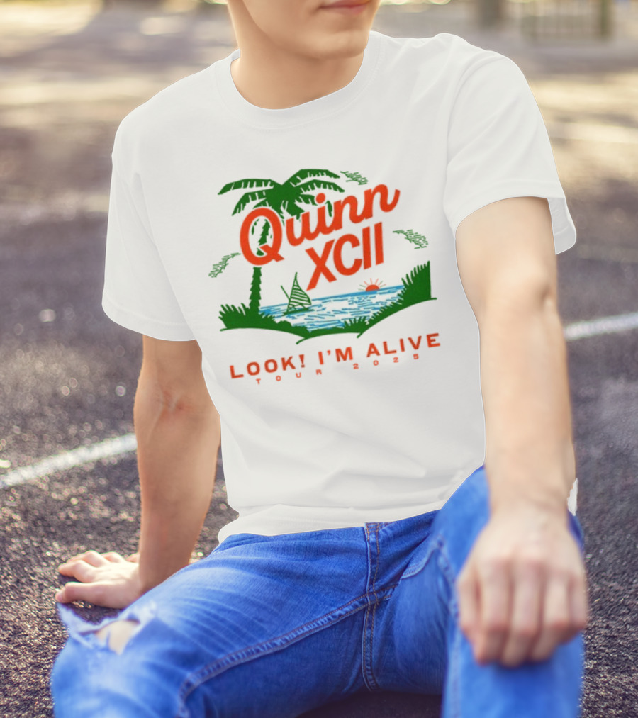 Quinn XCII Look! I’m Alive Tour 2025 Palm Trees Sunset Lake Scene T-Shirt